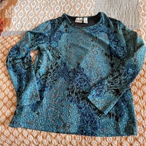 Chico's Blue and Black Patterned Top